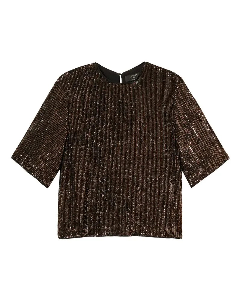 Twin-Set Bluse mit Pailletten - Braun Braun