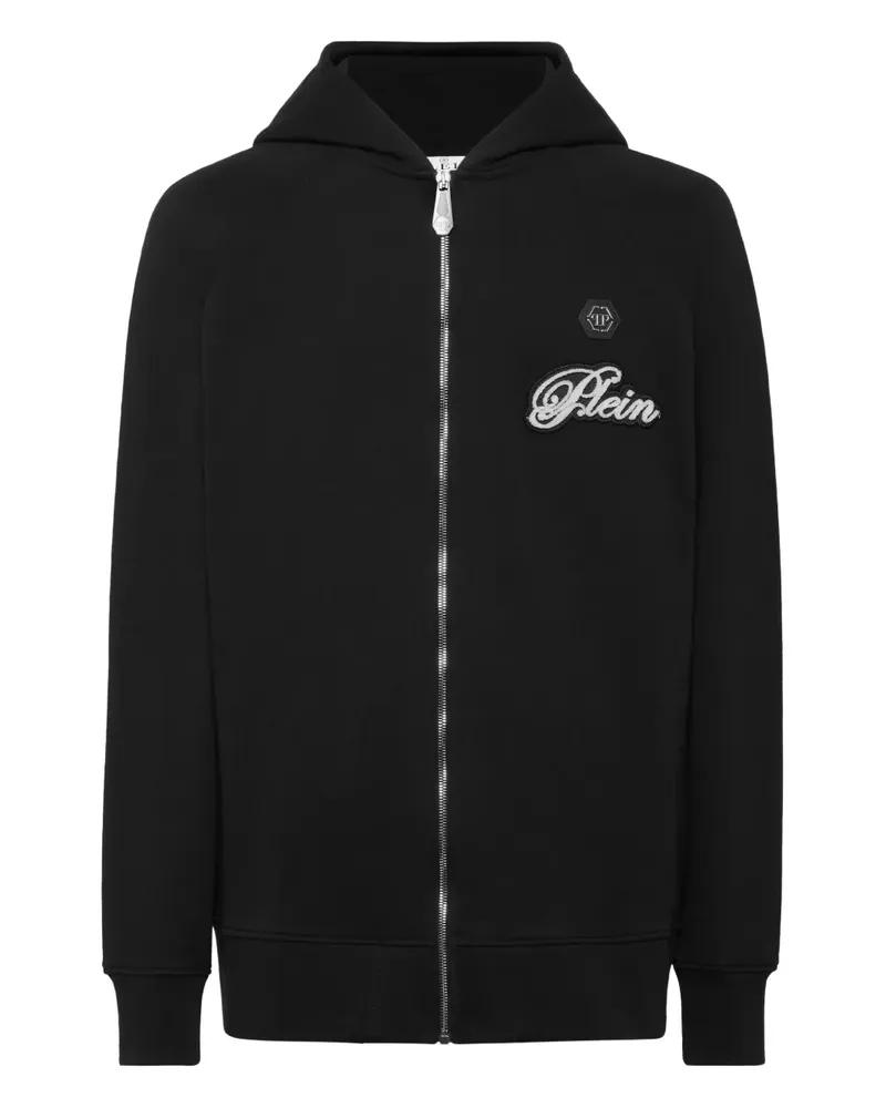 Philipp Plein Kapuzenjacke mit Logo-Patch - Schwarz Schwarz