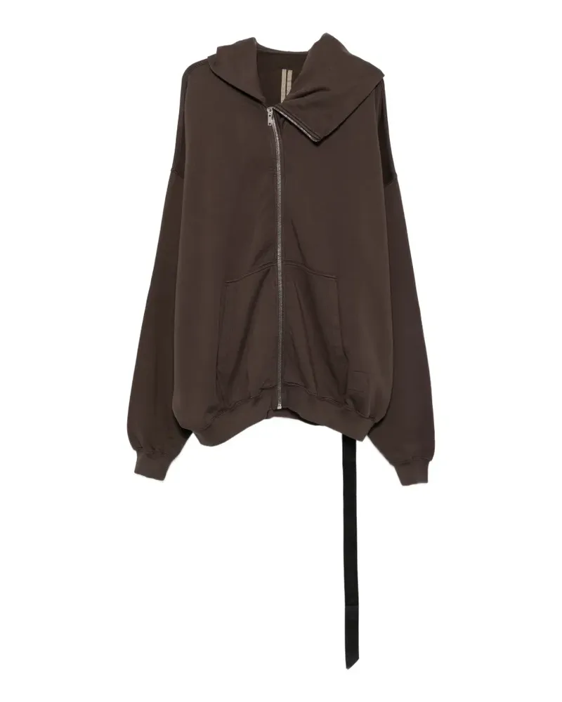 DRKSHDW by Rick Owens Mountain asymmetric zip-up hoodie - Braun Braun