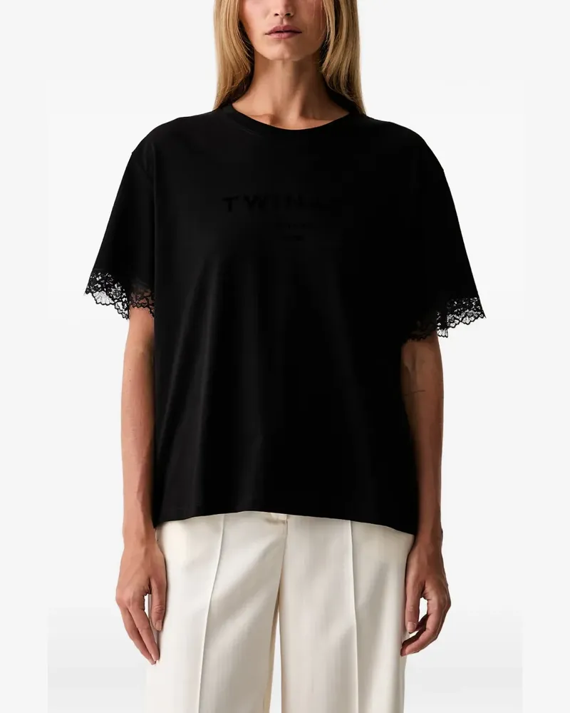 Twin-Set T-Shirt mit Schnürung - Schwarz Schwarz