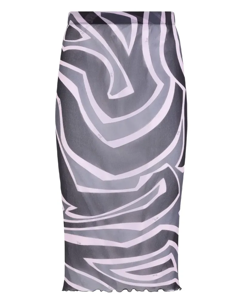 Emilio Pucci Mesh-Rock mit Wirbel-Print - Schwarz Schwarz