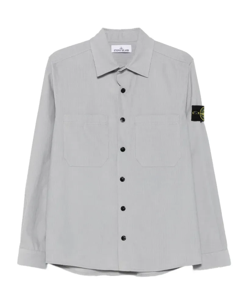 Stone Island logo-patch chest-pocket shirt - Grau Grau