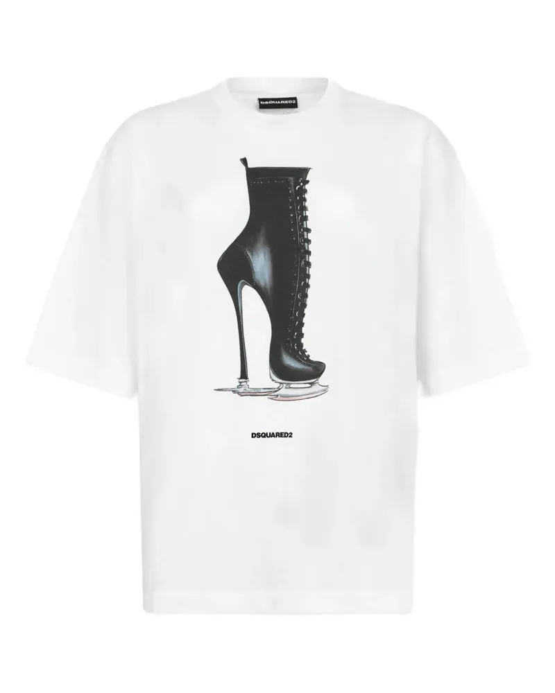 Dsquared2 T-Shirt mit Stiefel-Print - Weiß Weiß