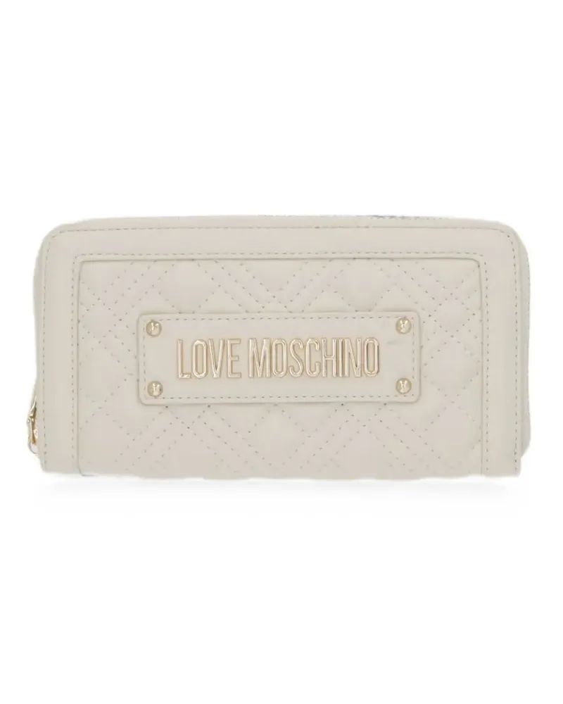 Moschino quilted logo-plaque wallet - Nude Nude