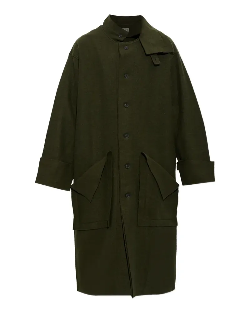 Yohji Yamamoto Mantel mit Stehkragen - Grün Grün