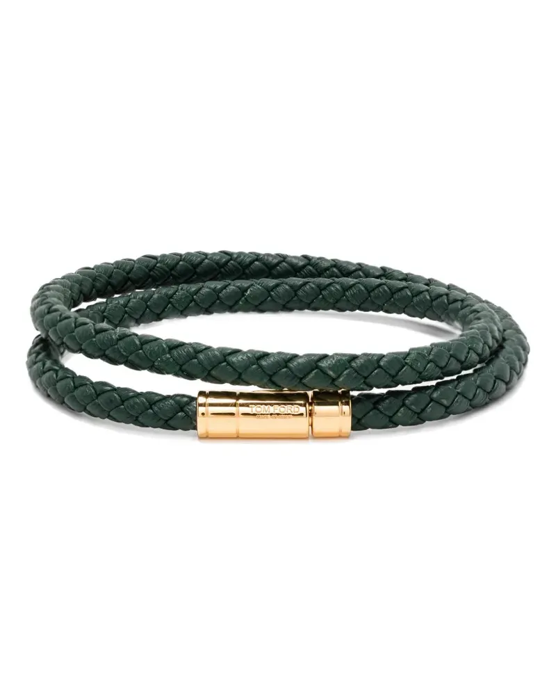 Tom Ford Röhrenförmiges Lederarmband - Grün Grün