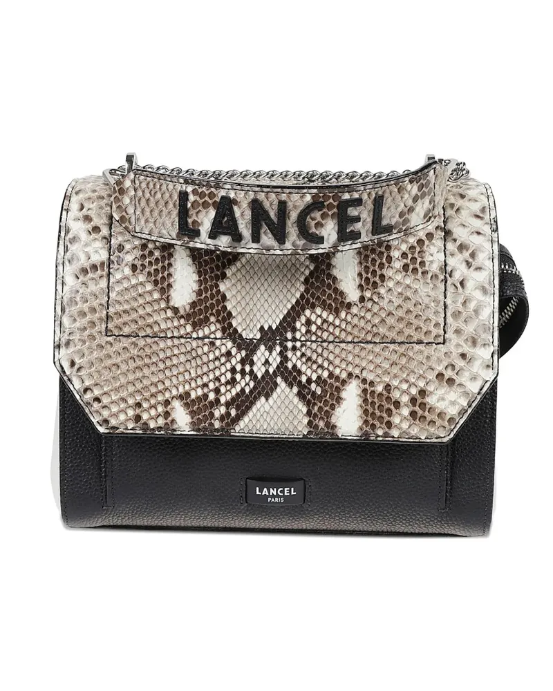 Lancel Schultertasche aus Pythonleder mit Kettenriemen - Schwarz Schwarz