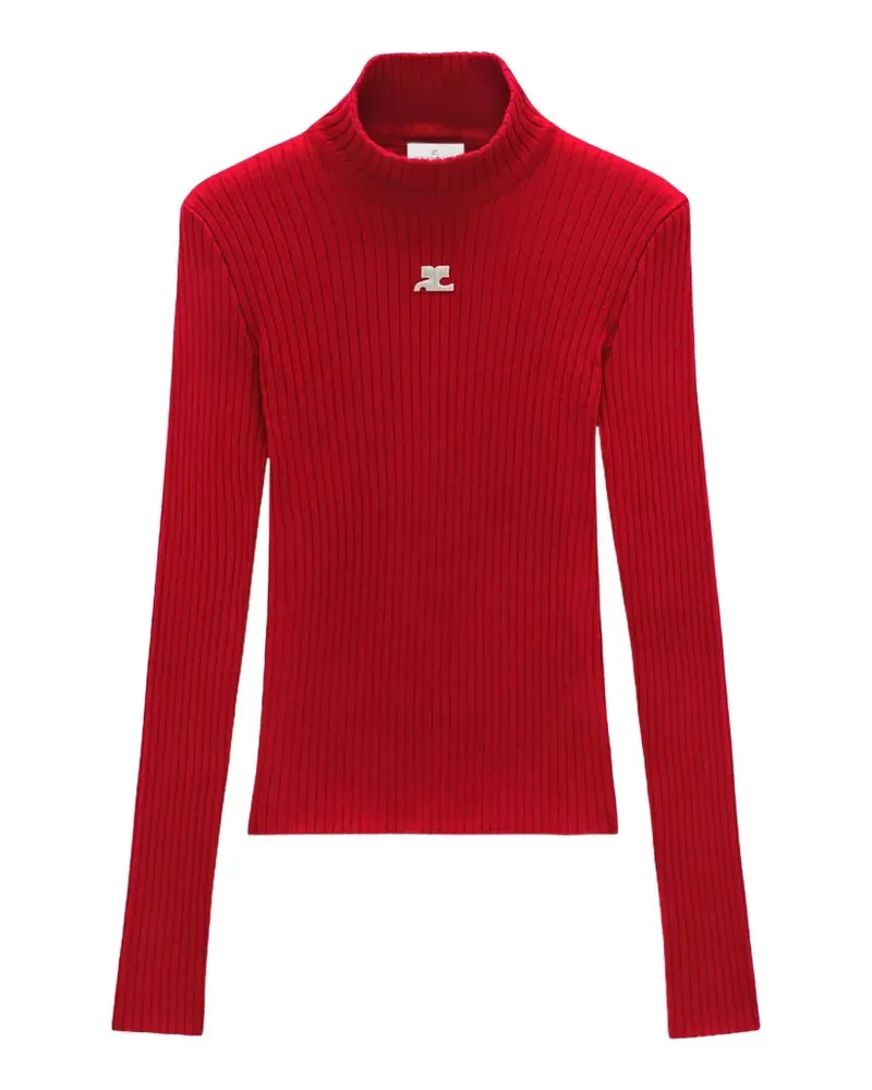 Courrèges Reedition ribbed-knit logo-patch sweater - Rot Rot