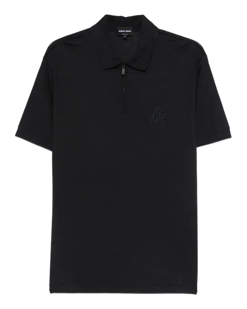 Giorgio Armani Poloshirt mit Reißverschluss-Stickerei - Blau Blau