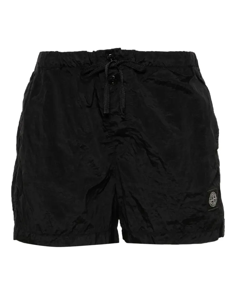 Stone Island Badeshorts mit Kompass-Patch - Schwarz Schwarz