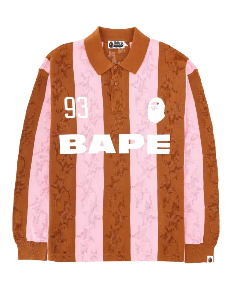 BAPE striped long-sleeve polo shirt - Nude Nude