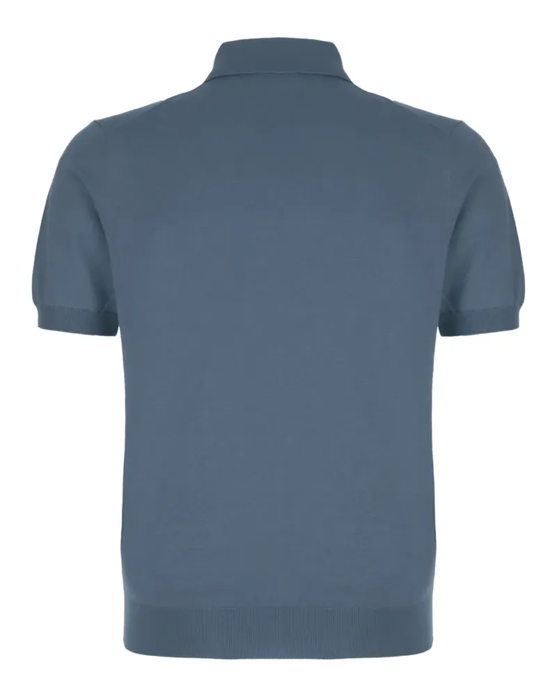 PANICALE Cashmere ribbed polo shirt - Blau Blau