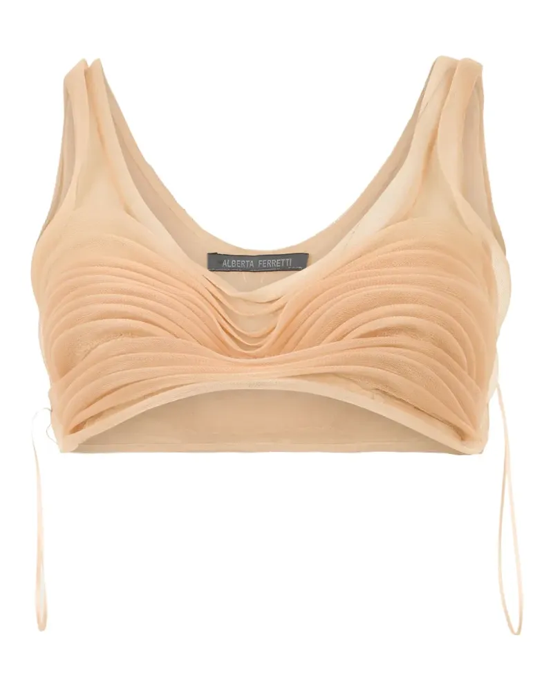 Alberta Ferretti gathered silk top - Nude Nude