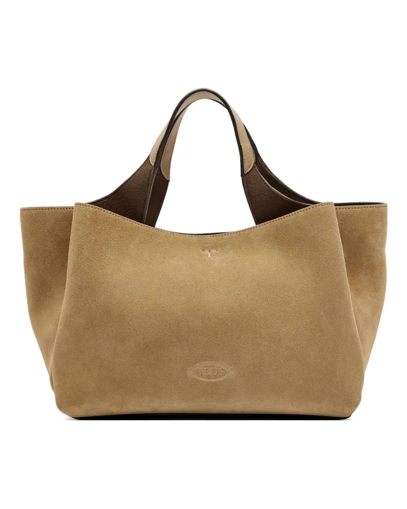 TOD'S debossed-logo suede shoulder bag - Braun Braun