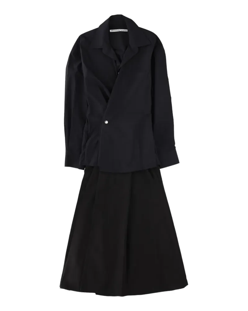 Alexander Wang Bio-Baumwoll-Midikleid mit Kragen - Schwarz Schwarz