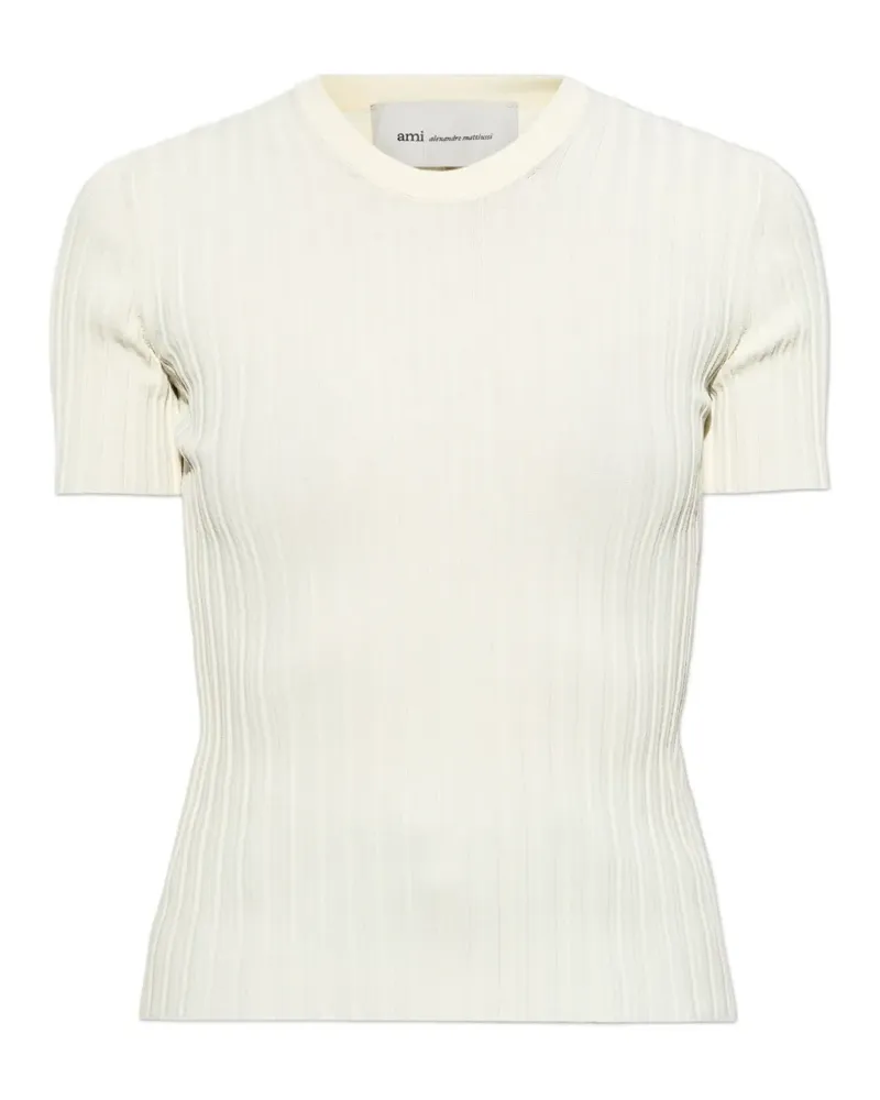 AMI Paris ribbed-knit T-shirt - Nude Nude