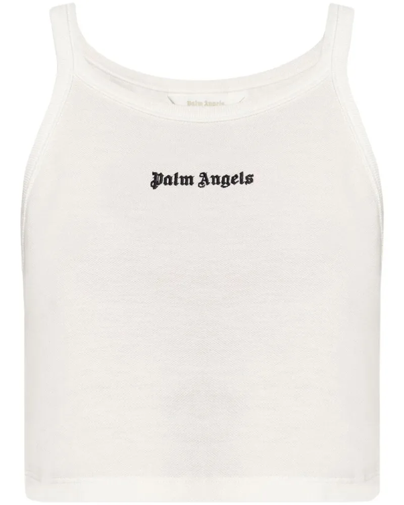 Palm Angels Geripptes Trägershirt mit Logo - Weiß Weiß