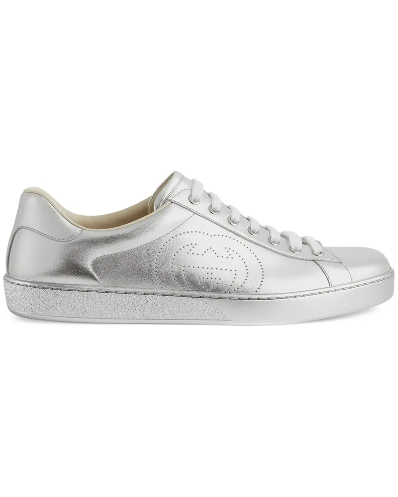 Gucci Ace Sneakers in Metallic-Optik - Silber Silber