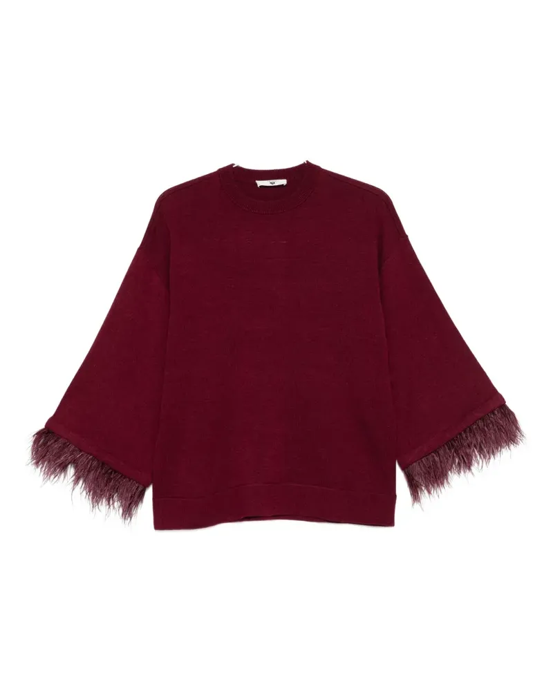Twin-Set feather-trim sweater - Rot Rot