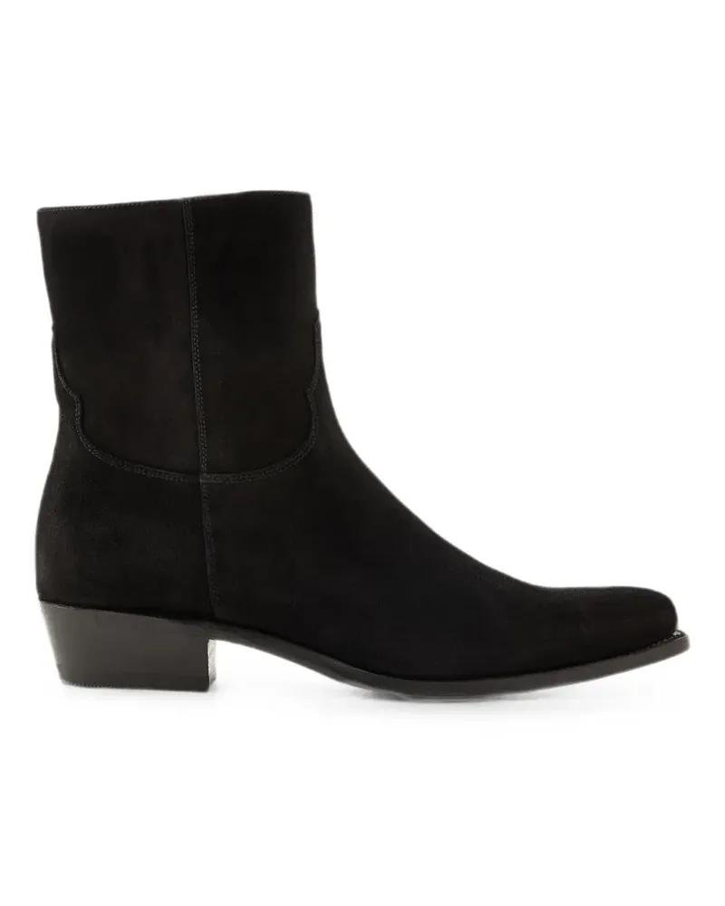 Ralph Lauren calfskin suede western boot - Schwarz Schwarz