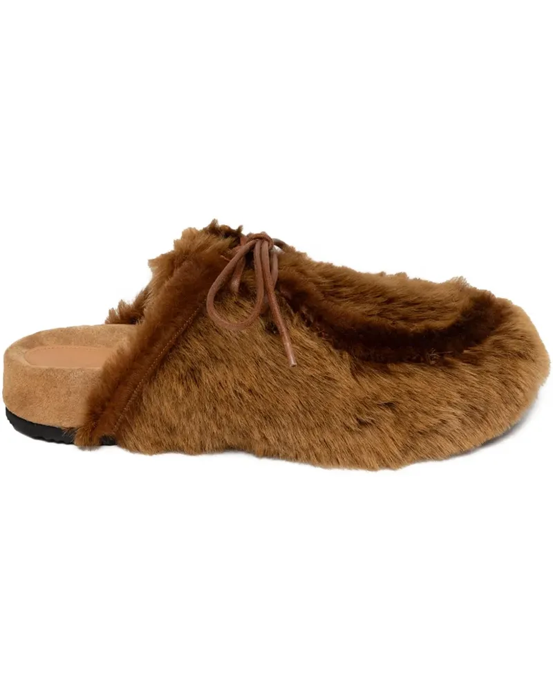 Dries van Noten Mules mit Shearling-Schnürung - Braun Braun