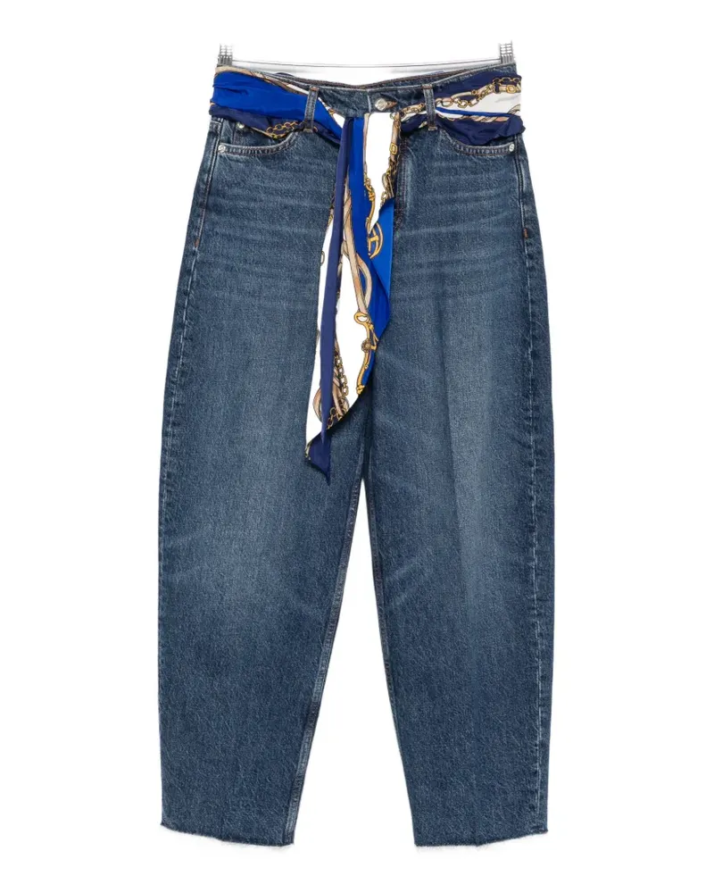 Maje scarf-belt raw-cut jeans - Blau Blau