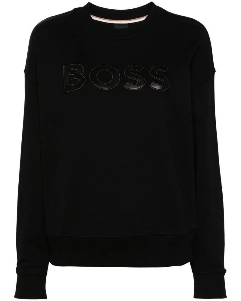 HUGO BOSS Sweatshirt mit Logo-Patch - Schwarz Schwarz