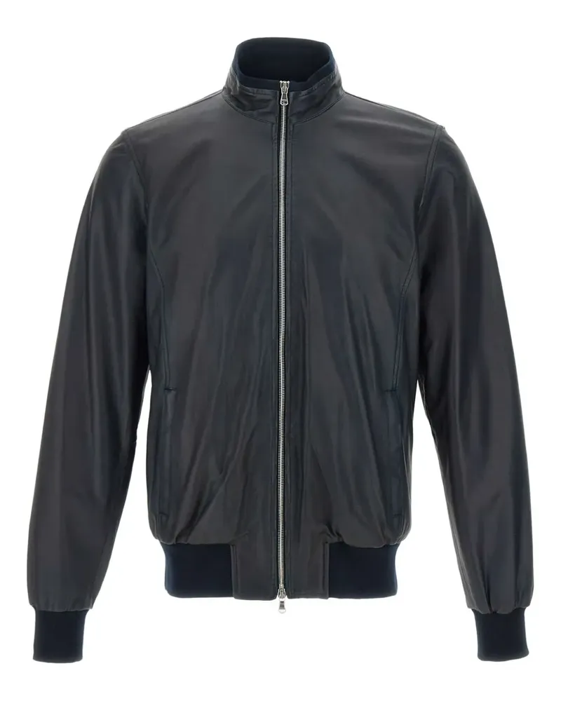 BARBA Klassische Lederjacke - Schwarz Schwarz