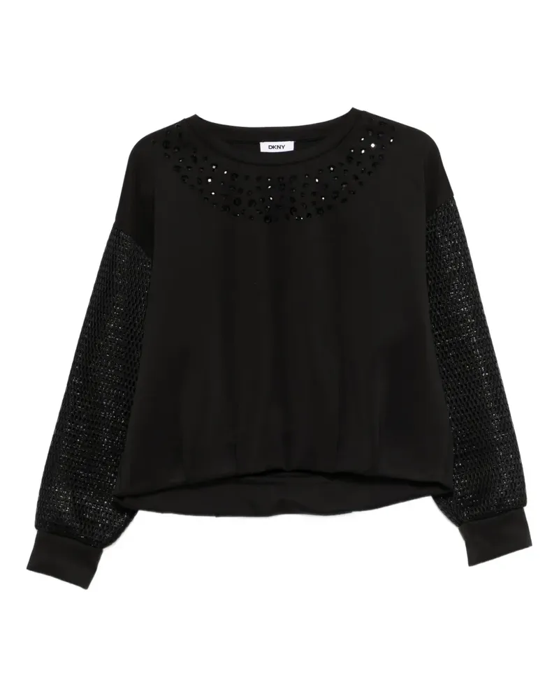 DKNY embellished mesh-sleeve sweatshirt - Schwarz Schwarz