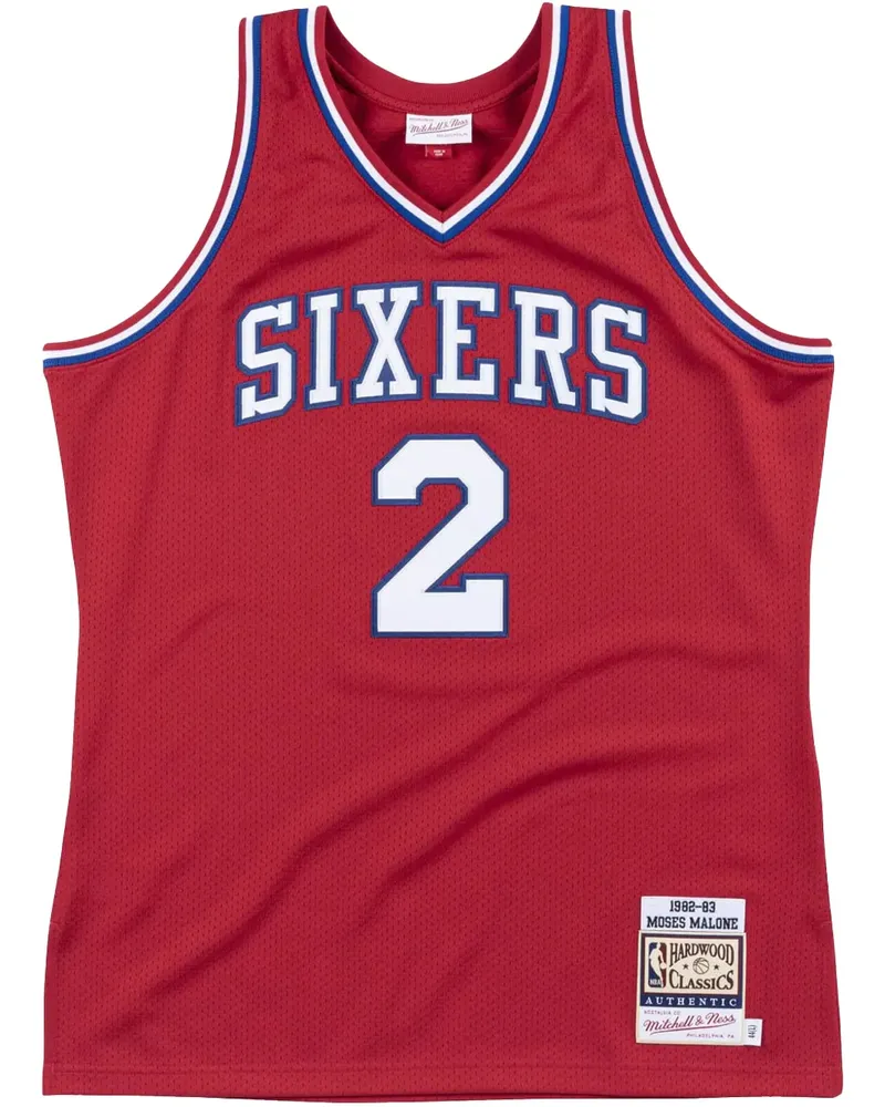 Mitchell & Ness Authentic "79ers 1982 Moses Malone" Trikot - Rot Rot