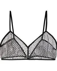 Genny Cropped-Oberteil aus Mesh mit Strass Schwarz