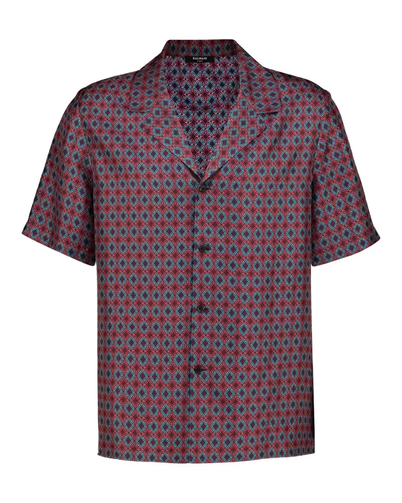 Balmain geometric-print silk shirt - Rot Rot