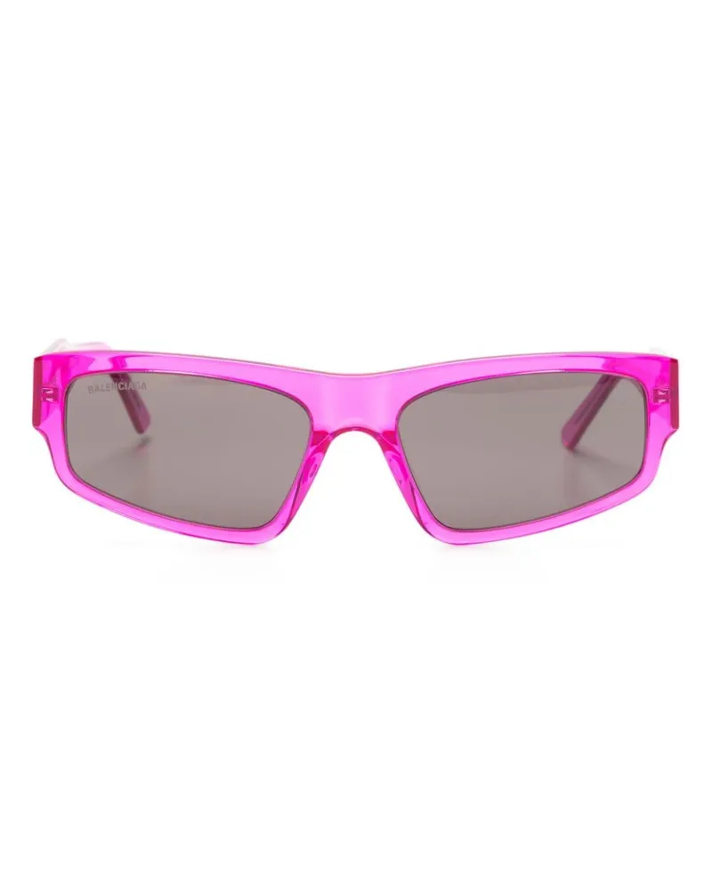 Balenciaga Eckige Sonnenbrille mit Logo-Print - Rosa Rosa