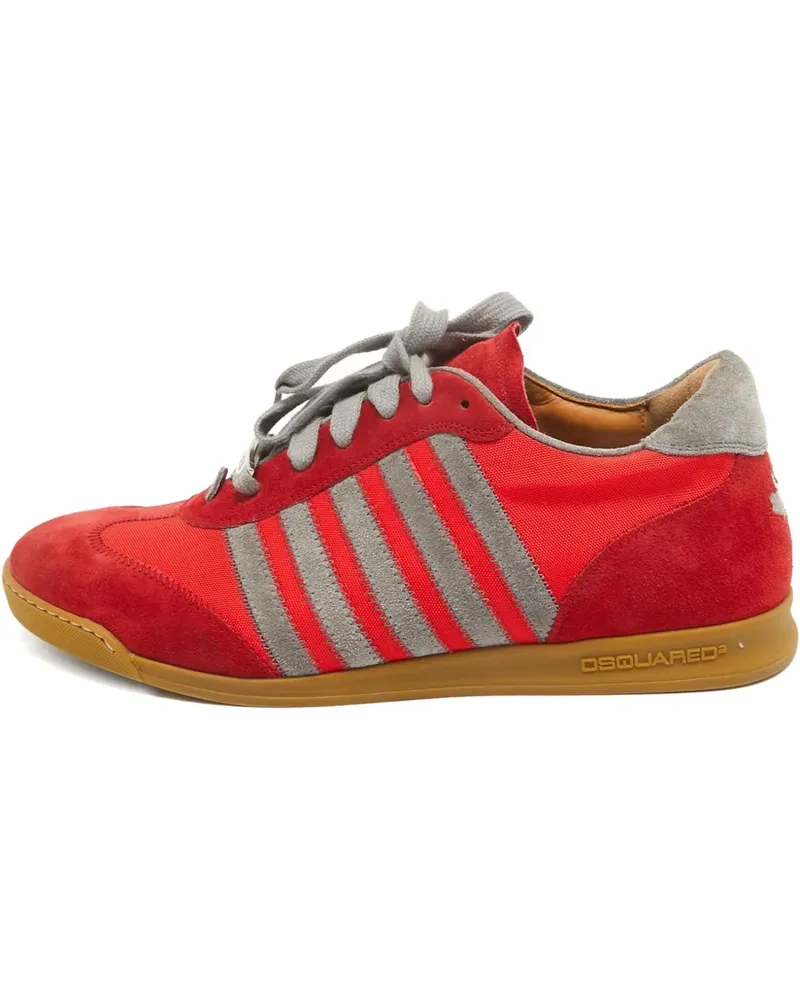Dsquared2 Gestreifte Sneakers aus Wildleder - Rot Rot