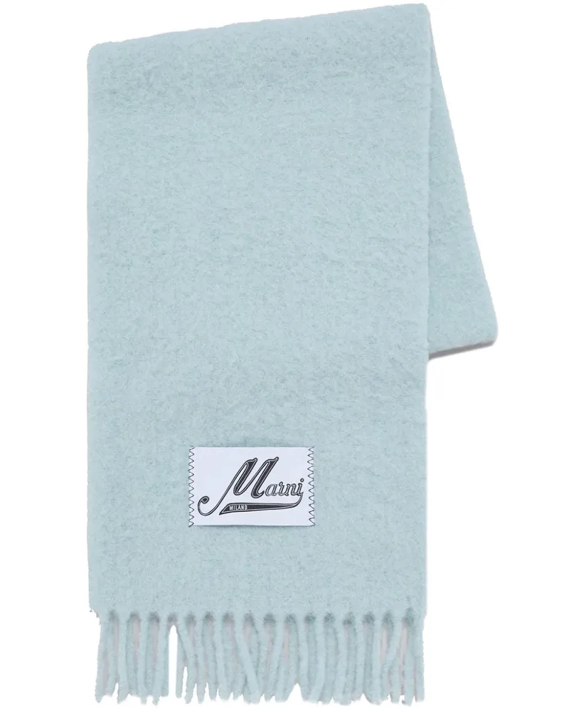 Marni Gestrickter Schal mit Logo-Patch - Grün Grün