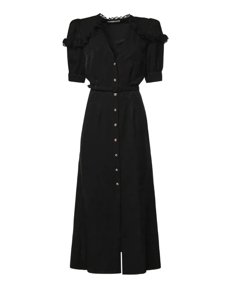 Alessandra Rich ruffled silk-jacquard midi dress - Schwarz Schwarz