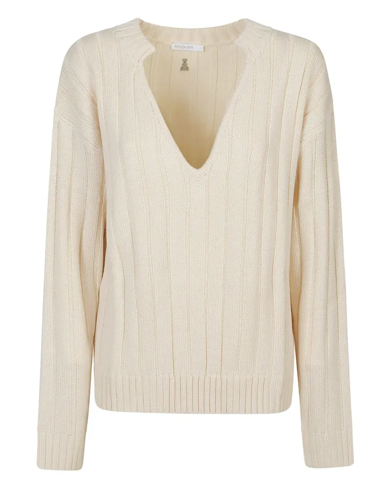 Patrizia Pepe V-neck ribbed sweater - Nude Nude