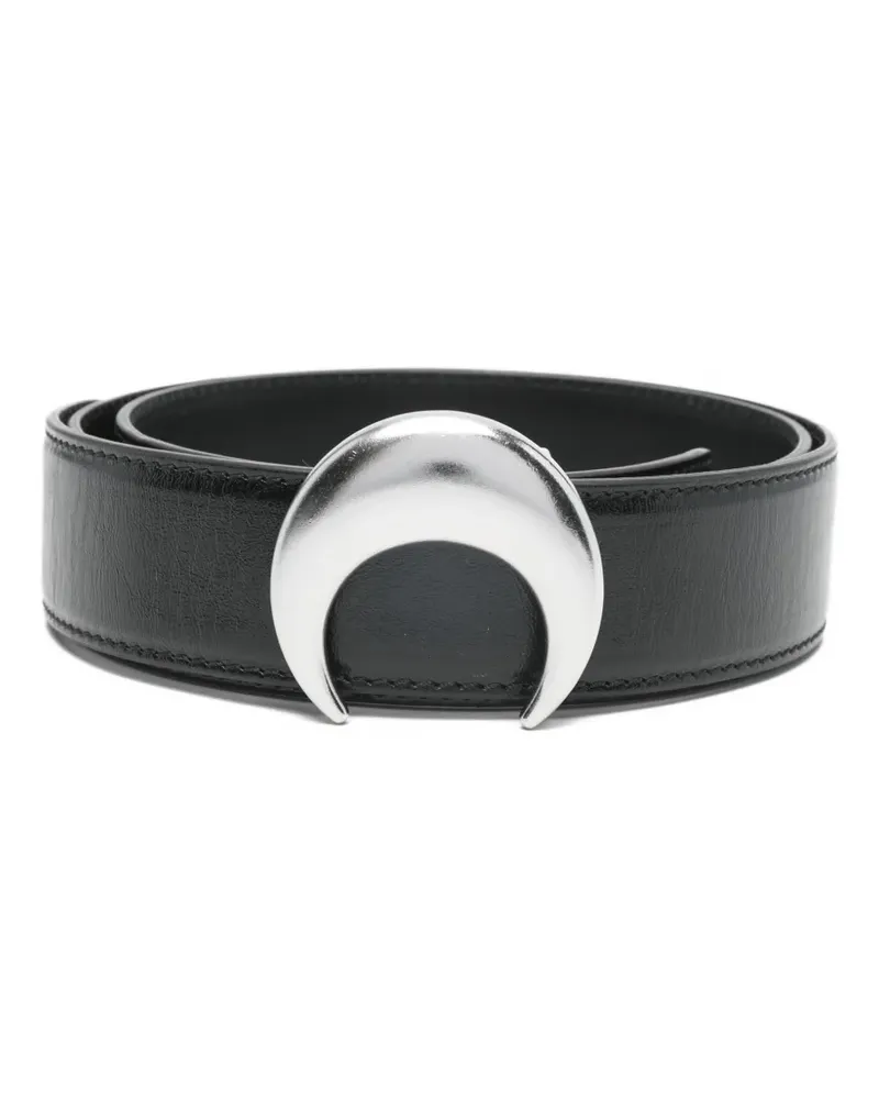Marine Serre moon-buckle leather belt - Schwarz Schwarz