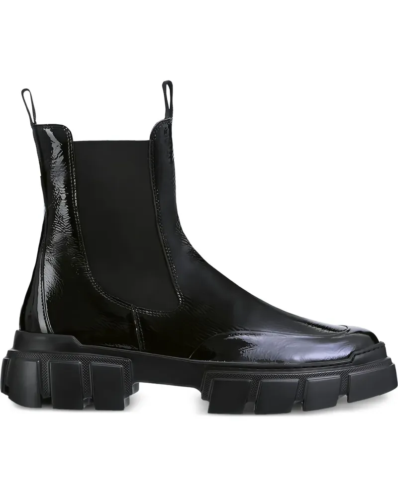 Högl Adventure Stiefeletten aus Lackleder mit dicker Sohle - Schwarz Schwarz