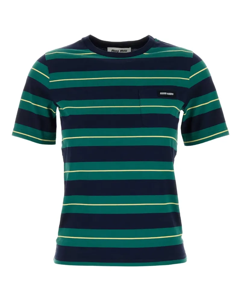 Miu Miu Gestreiftes T-Shirt - Grün Grün