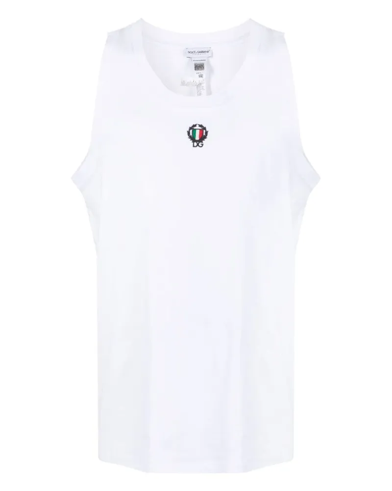 Dolce & Gabbana Trägershirt mit Logo-Stickerei - Weiß Weiß