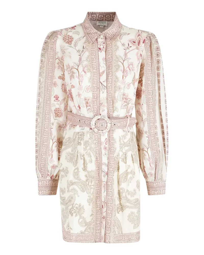 Hemant & Nandita Dani belted-floral shirtdress - Nude Nude