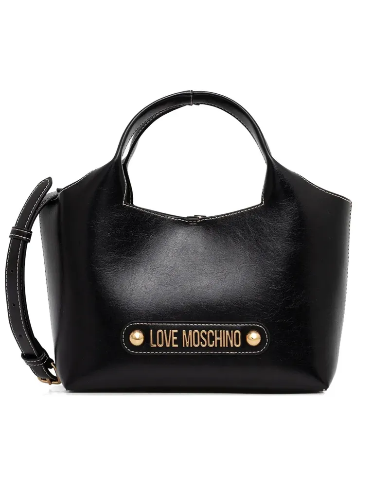 Moschino Tote Bag mit Logo-Schild - Schwarz Schwarz