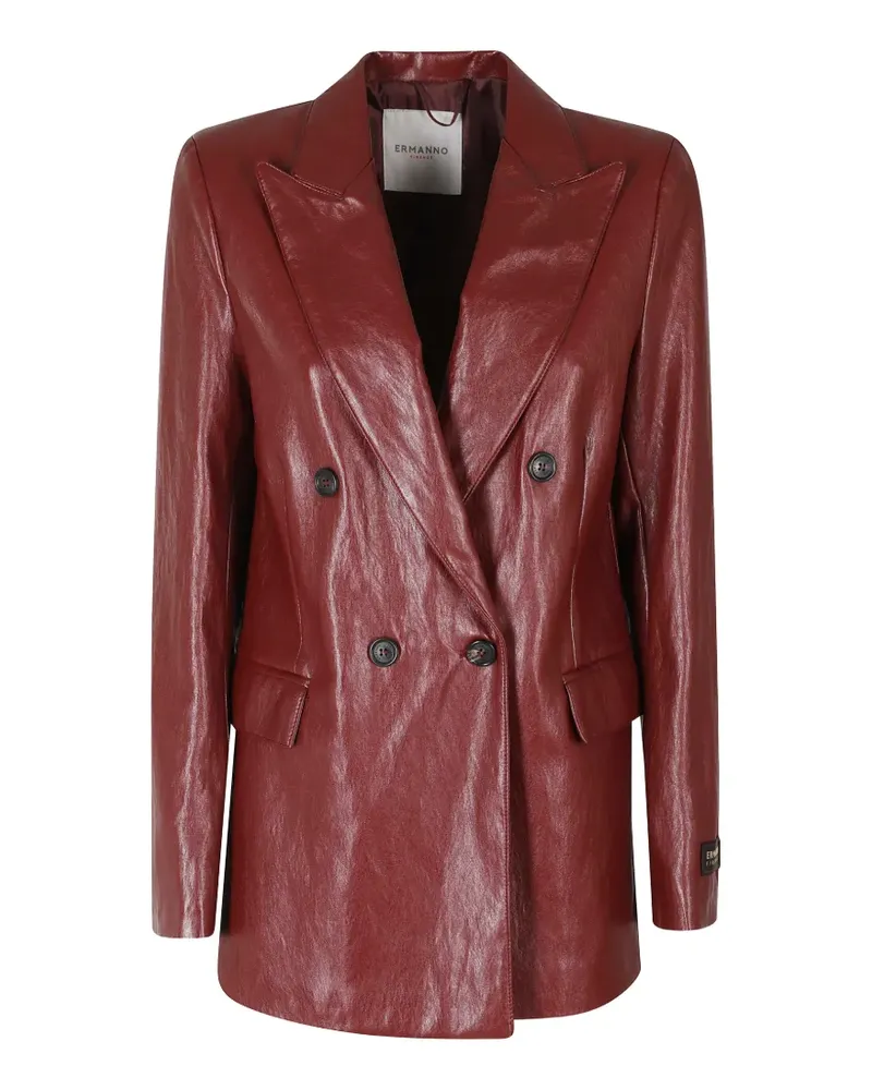 Ermanno Scervino double-breasted peaked-lapel leather jacket - Rot Rot