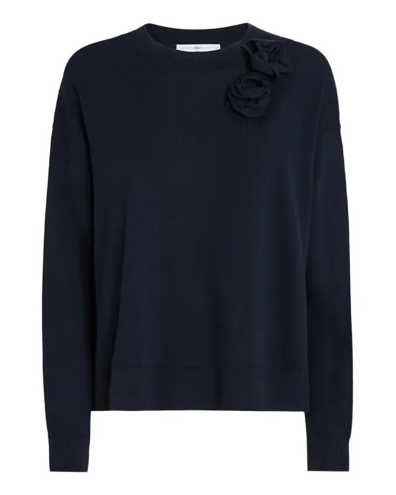 HIGH Quick-Step Pullover mit Blumenapplikation - Blau Blau