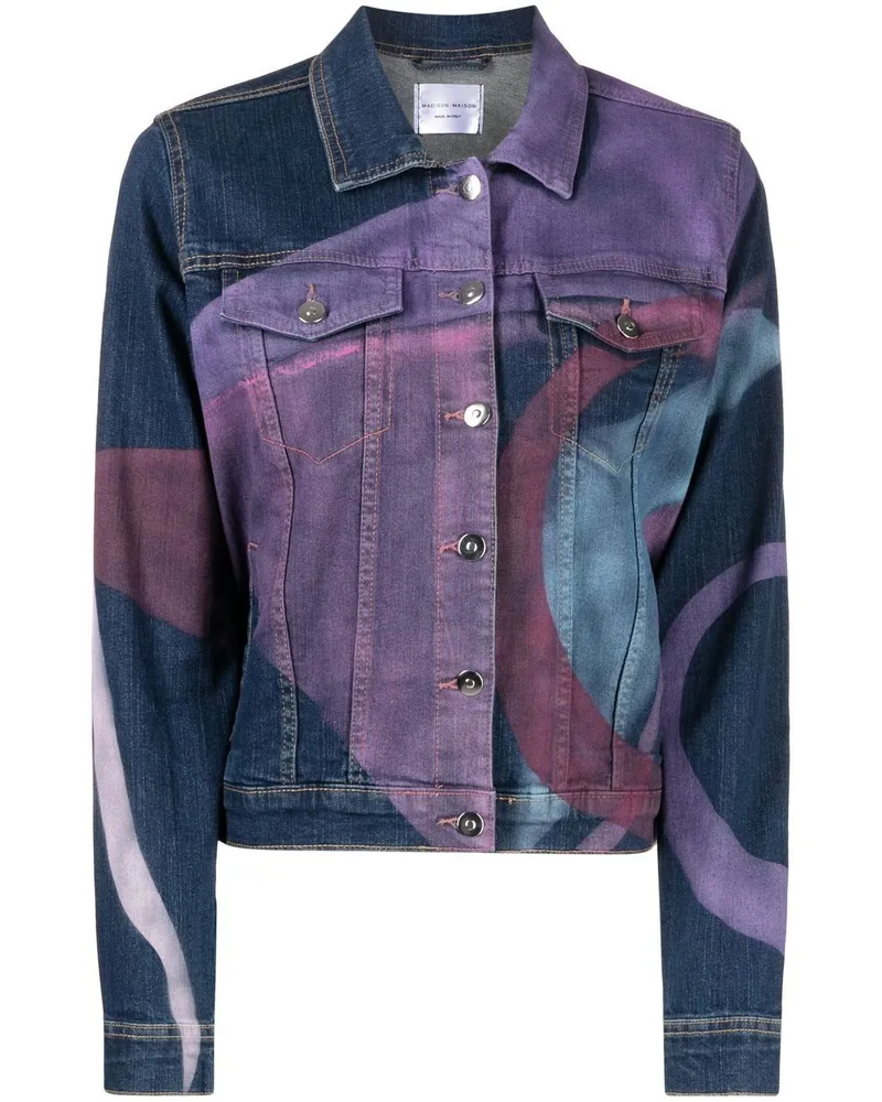 MADISON.MAISON Jeansjacke mit grafischem Print Blau