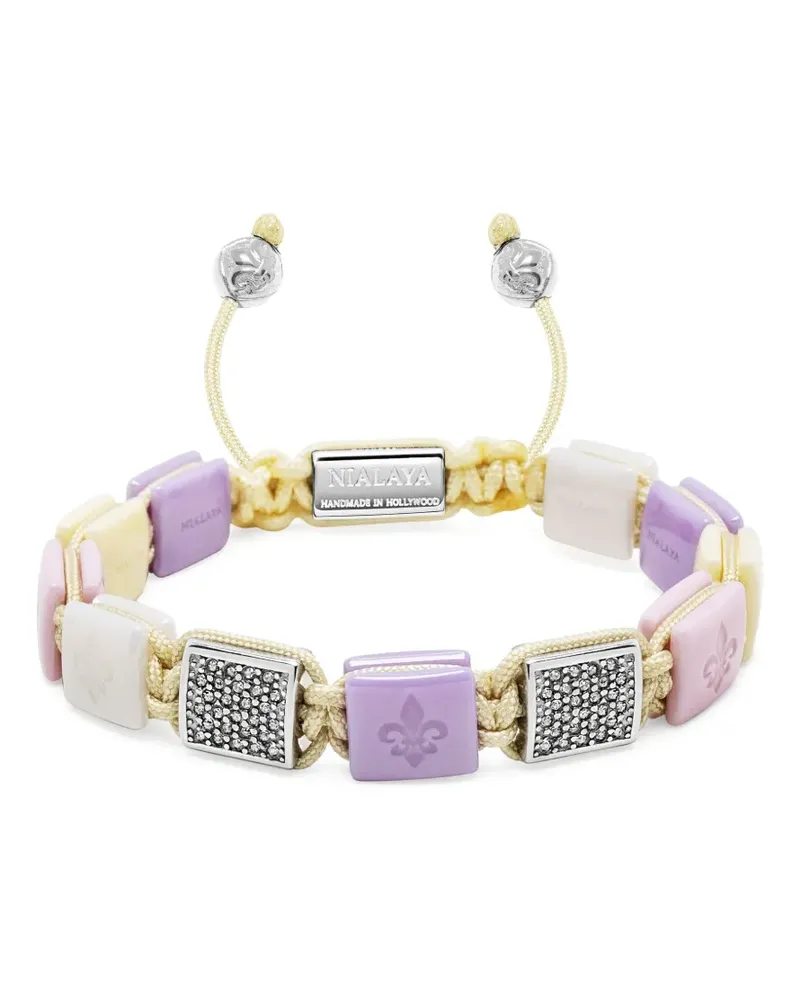 Nialaya Ceramic Flatbead Armband Rosa