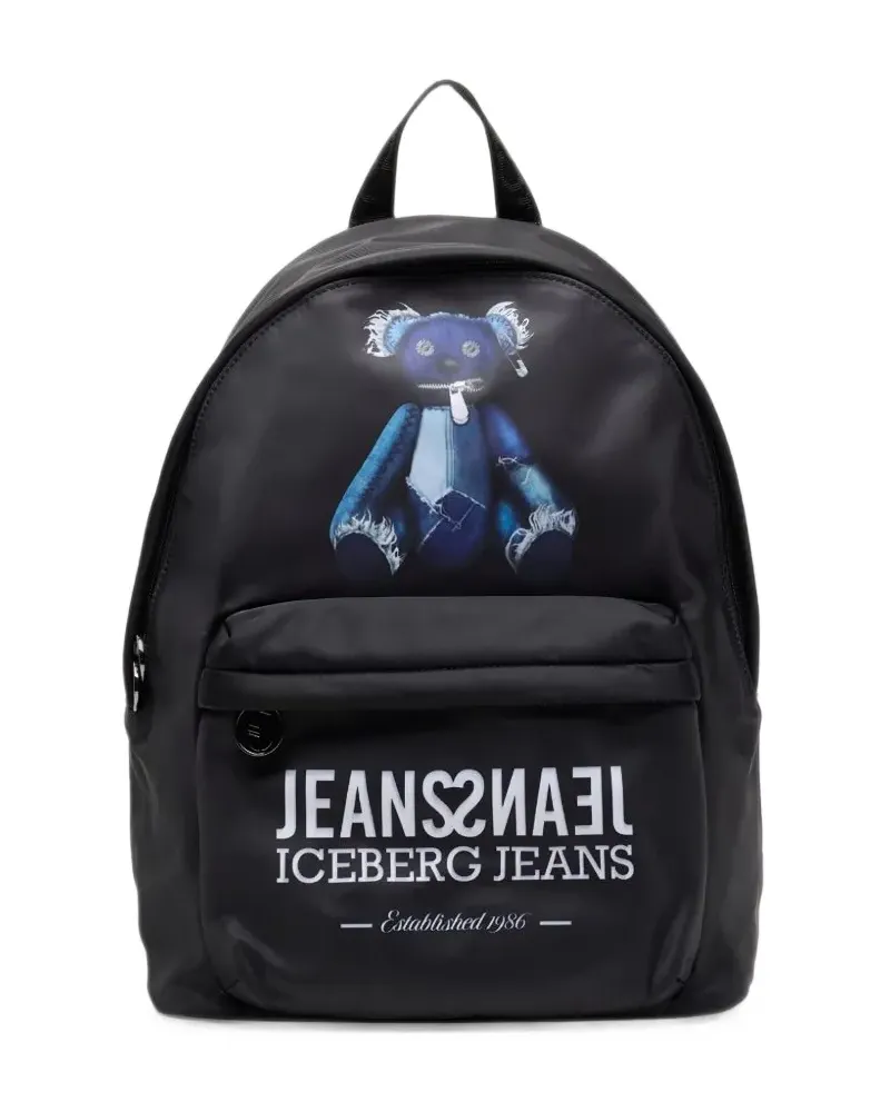 Iceberg Rucksack mit Teddy-Print - Schwarz Schwarz