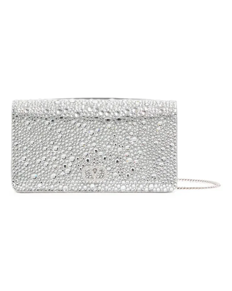 Valentino Garavani Mini VLogo Signature Umhängetasche mit funkelnder Stickerei - Silber Silber