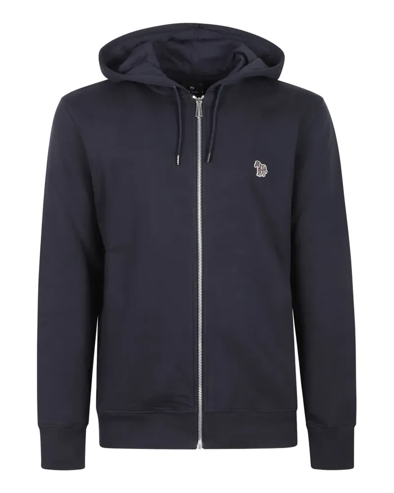 Paul Smith dark navy cotton zip-front Zebra-logo hoodie - Blau Blau